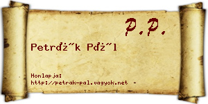 Petrák Pál névjegykártya