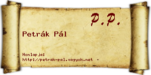 Petrák Pál névjegykártya